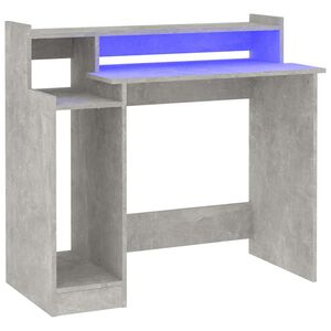 vidaXL skrivebord med LED-lys 97x45x90 cm konstrueret tr&aelig; betongr&aring;