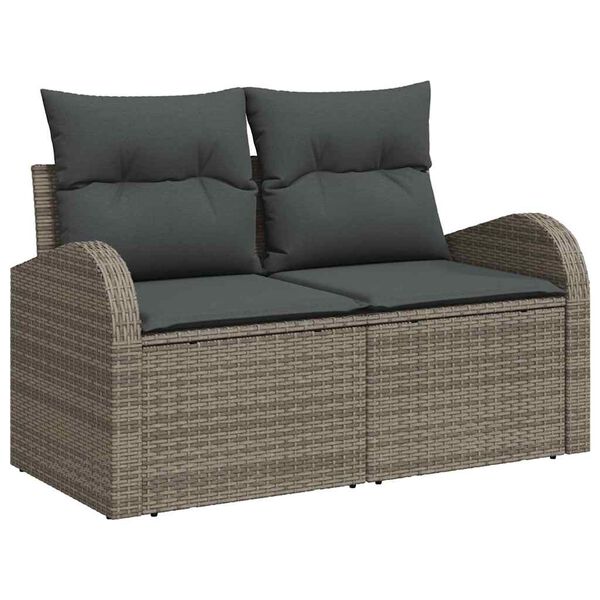 vidaXL Sofa S&aelig;t med pude med opbevaring 4 pcs Gr&aring; polyrattan