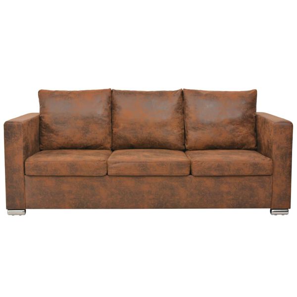 vidaXL 3-personers sofa 191 x 73 x 82 cm kunstigt ruskindslæder