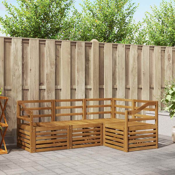 vidaXL Sofas&aelig;t 4 pcs Naturfarvet Massivt Akacietr&aelig;