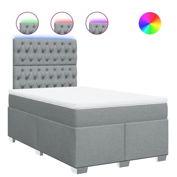 vidaXL kontinentalseng med madras 120x200 cm stof lysegr&aring;