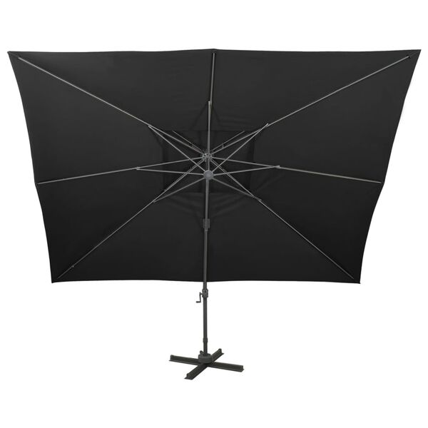 vidaXL fritst&aring;ende haveparasol med dobbelt top sort 400x300 cm