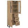 vidaXL Highboard med skuffe 2 pcs Artisan Egetr&aelig; Konstrueret tr&aelig;