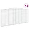 vidaXL buede gabionkurve 3 stk. 400x30x180/200 cm galvaniseret jern