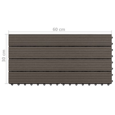 vidaXL terrassefliser 6 stk. 60x30 cm 1,08 m² WPC mørkebrun