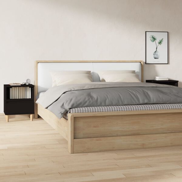vidaXL sengeborde 2 stk. 40x35x50 cm sort
