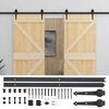 vidaXL Skyded&oslash;r 2 pcs Naturfarvet og sort Massivt fyrretr&aelig;
