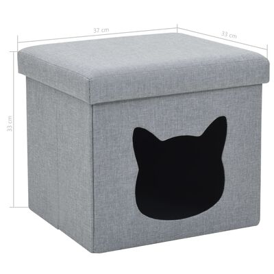 vidaXL foldbar katteseng imiteret linned 37 x 33 x 33 cm grå