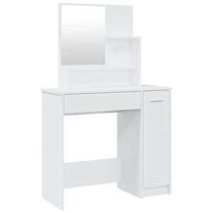 vidaXL makeupbord med spejl 86,5x35x136 cm hvid h&oslash;jglans