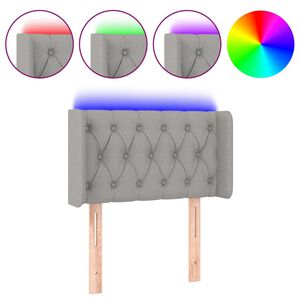 vidaXL sengegavl med LED-lys 83x16x78/88 cm stof lysegr&aring;