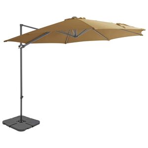 vidaXL haveparasol m. transportabel fod gr&aring;brun