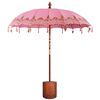 vidaXL Balinesisk parasol med base Pink og Brun &Oslash; 210-220 cm