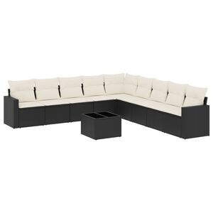 vidaXL sofas&aelig;t til haven 10 dele med hynder polyrattan sort