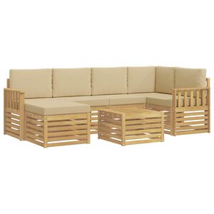 vidaXL Udend&oslash;rs sofagruppe 7 stk. Hvid og Beige Polyester