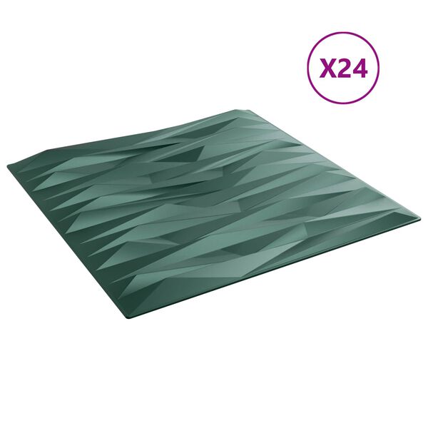 vidaXL V&aelig;gpaneler 24 pcs Stone Gr&oslash;n 50 x 50 cm XPS Skum