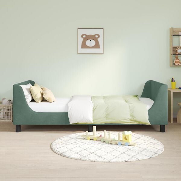 vidaXL B&oslash;rnesengestel med hovedg&aelig;rde Havgr&oslash;n 90 x 190 cm Fl&oslash;jl