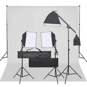 vidaXL fotostudies&aelig;t med lampes&aelig;t og baggrund