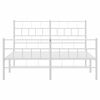 vidaXL sengeramme med sengegavl og fodg&aelig;rde 140x190 cm metal hvid