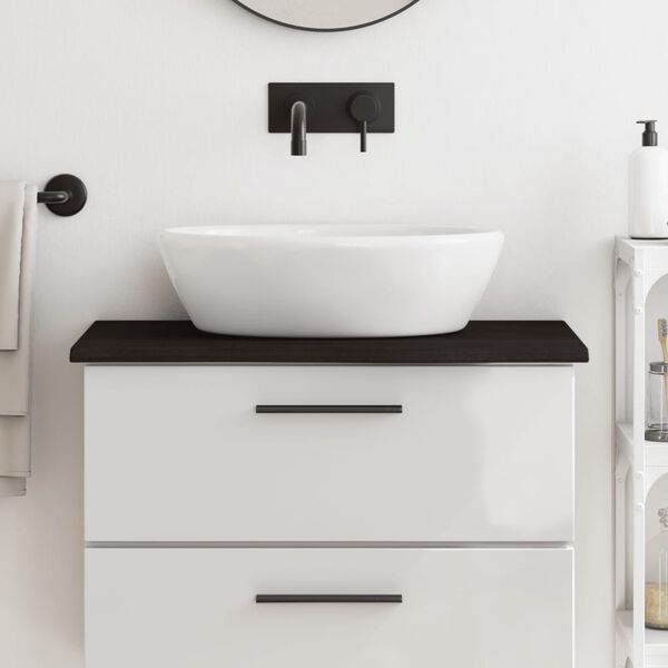 vidaXL bordplade til badev&aelig;relse 80x30x2 cm massivt tr&aelig; m&oslash;rkebrun