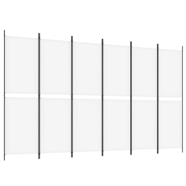 vidaXL 6-panels rumdeler 300x180 cm stof hvid