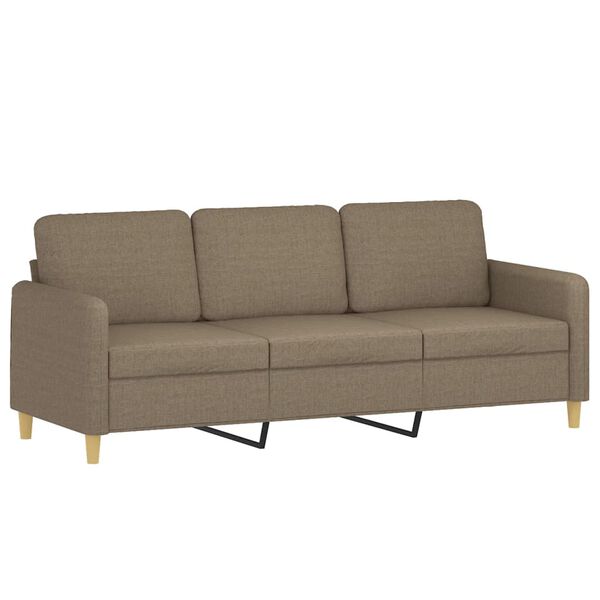 vidaXL 3-personers sofa med puder og hynder 180 cm stof gr&aring;brun