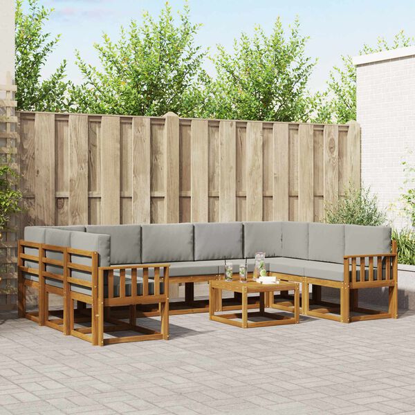 vidaXL Udend&oslash;rs sofagruppe med pude 10 pcs Naturlig og Lys Gr&aring;