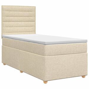 vidaXL Boxmadras med topmadras Cremefarvet 80 x 200 cm Stof