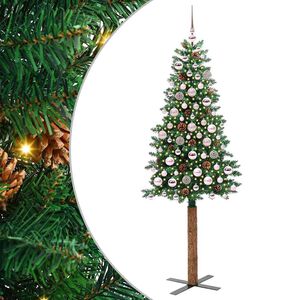 vidaXL Slankt Juletr&aelig; med stativ Gr&oslash;n 180 cm PVC og Massiv Fyrretr&aelig;