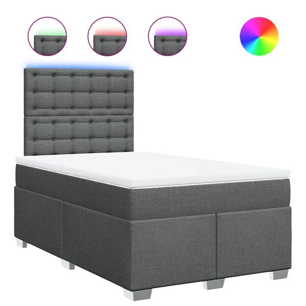 vidaXL kontinentalseng med madras 120x190 cm stof mørkegrå