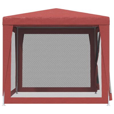 vidaXL festtelt med 4 sidevægge 2,5x2,5 m trådnet HDPE rød