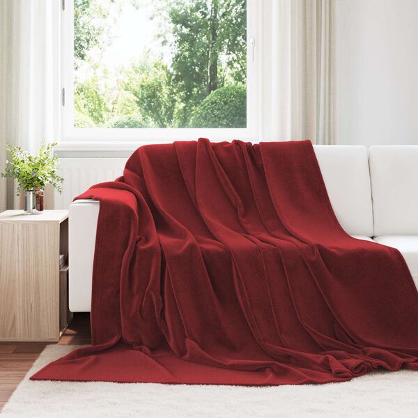 vidaXL Throw t&aelig;ppe Bordeaux R&oslash;d 220 x 240 cm Fleece