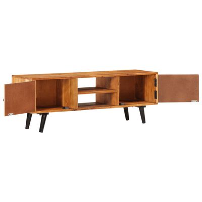 vidaXL tv-bord med låger 112x30x40 cm massivt akacietræ og metal