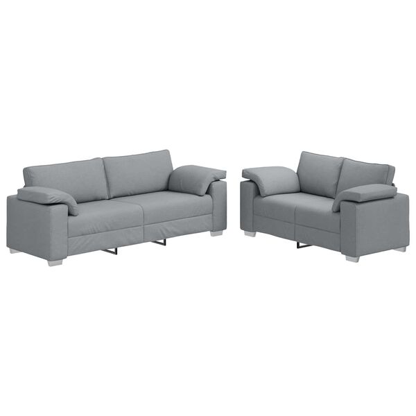 vidaXL Sofa S&aelig;t 2 pcs Lysegr&aring; 219 x 77 x 82 cm Stof