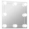 vidaXL v&aelig;gspejl med LED-lys firkantet glas