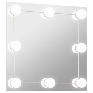 vidaXL v&aelig;gspejl med LED-lys firkantet glas