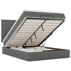 vidaXL osmannisk sengeramme med madras 140x190 cm stof m&oslash;rkegr&aring;