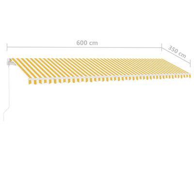 vidaXL fritstående markise 600x350 cm manuel betjening gul og hvid