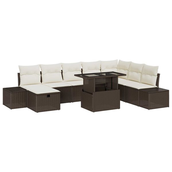vidaXL Havesofa Sæt 11 pcs Brun Poly rattan