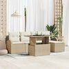 vidaXL Havesofa S&aelig;t med pude 6 pcs Beige polyrattan