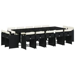 vidaXL spisebordss&aelig;t til haven 15 dele med hynder polyrattan sort