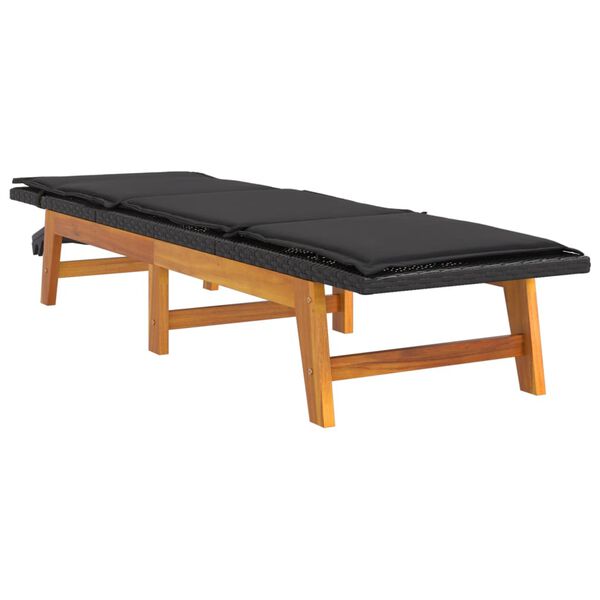 vidaXL liggestol med hynde polyrattan og massivt akacietr&aelig;