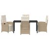 vidaXL Have Spisebordss&aelig;t med pude 5 pcs Beige polyrattan
