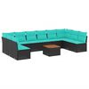 vidaXL sofas&aelig;t til haven 11 dele med hynder polyrattan sort