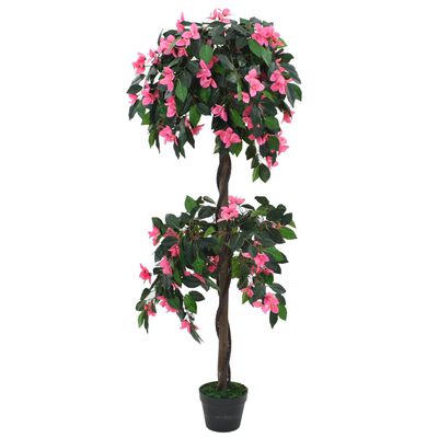 vidaXL kunstig rhododendron med krukke 155 cm grøn og pink