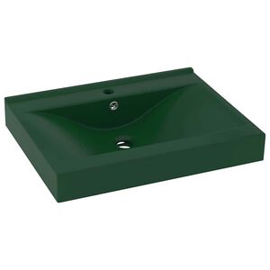 vidaXL luksuri&oslash;s h&aring;ndvask vandhanehul 60x46 cm keramik mat m&oslash;rkegr&oslash;n