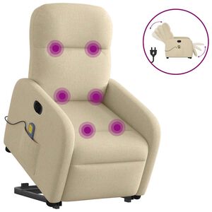 vidaXL elektrisk massagestol med l&oslash;ftefunktion cremefarvet