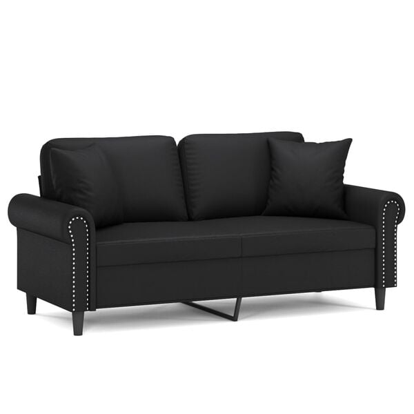 vidaXL 2-personers sofa med pyntepuder 140 cm kunstl&aelig;der sort
