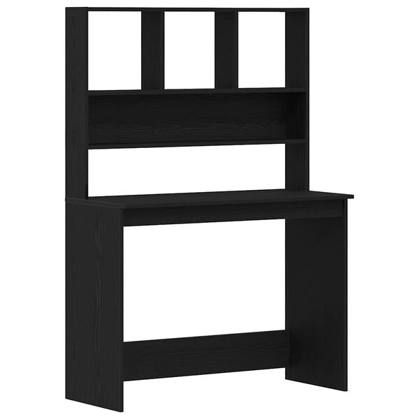 vidaXL skrivebord m. hylder 102x45x148 cm konstrueret træ sort egetræ
