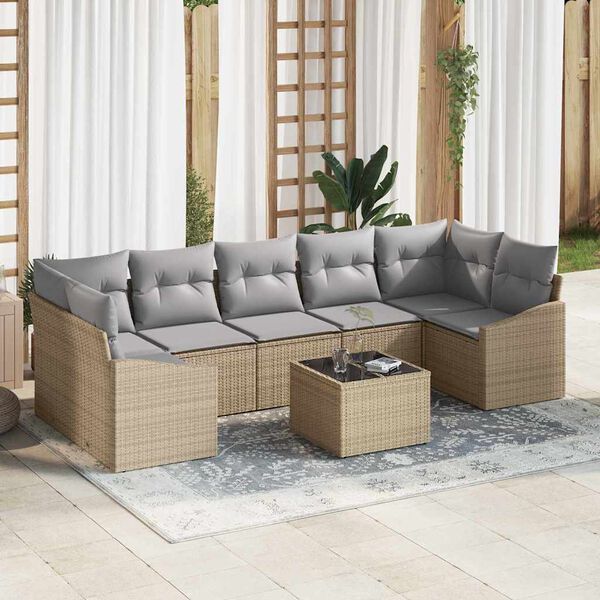 vidaXL Sofa S&aelig;t med pude Beige og lys gr&aring; 55 x 55 x 37 cm polyrattan