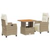 vidaXL spisebordss&aelig;t til haven 3 dele med hynder polyrattan beige